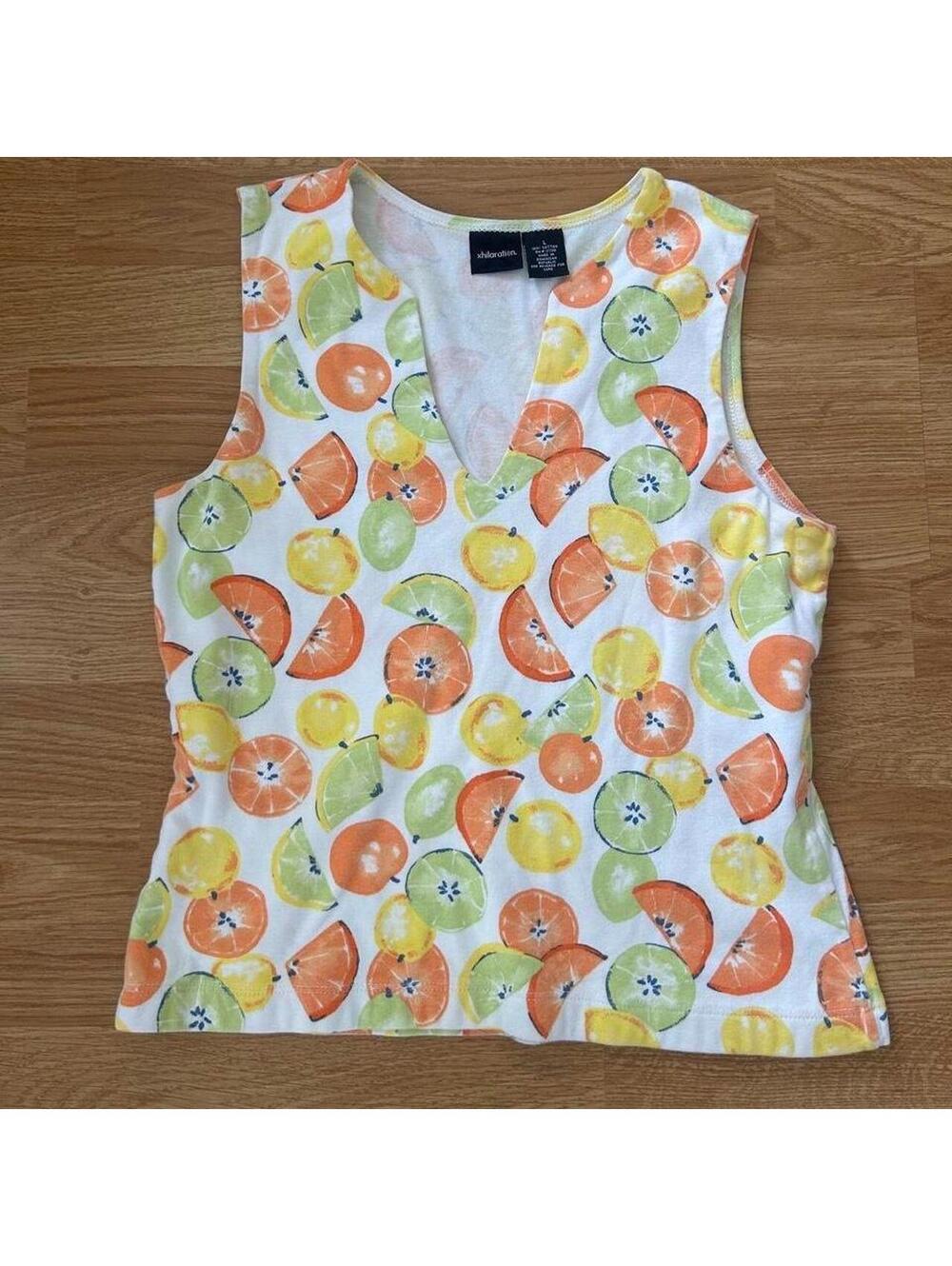 Vintage Xhilaration citrus print tank top in size Large